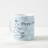 Wunderschöne, blaue Flakes, Weihnachtsbaum Kaffeetasse (Vorderseite Links)