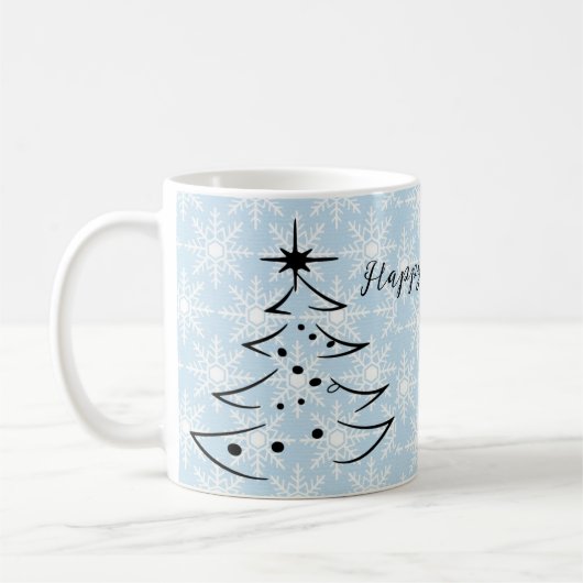Wunderschöne, blaue Flakes, Weihnachtsbaum Kaffeetasse (Links)