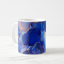 Wunderschöne blaue Gold Abstrakte Kunst Kaffeetasse
