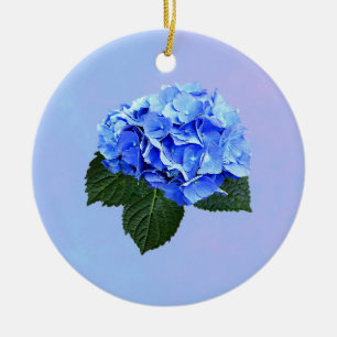 Wunderschöne Blaue Hortensie Keramik Ornament