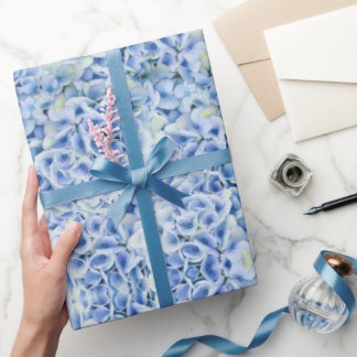 Wunderschöne blaue Hortensien - Blumenmuster  Geschenkpapier