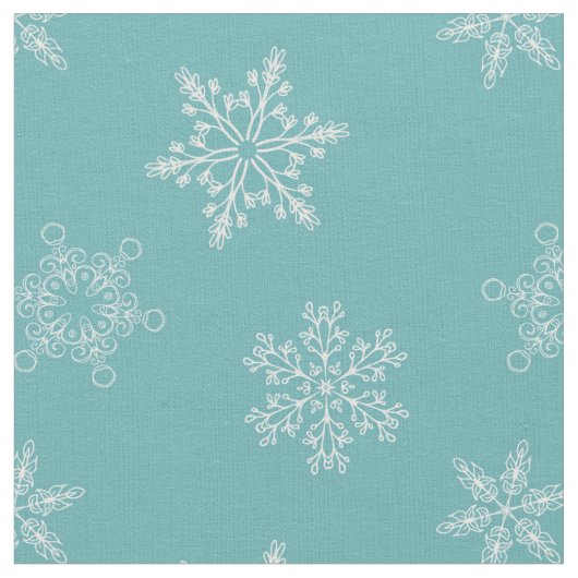 Wunderschöne blaue Schneeflocken Weihnachtsmuster Stoff (Nahaufnahme)