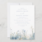 Wunderschöne blaue Wildblumenwiese Hochzeit Einladung (Vorderseite)