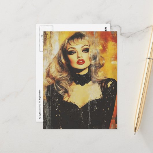 Wunderschöne blonde Frau Postkarte (Vorderseite/Rückseite Beispiel)