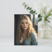 Wunderschöne Blondine mit blauen Augen Postkarte (Stehend Vorderseite)
