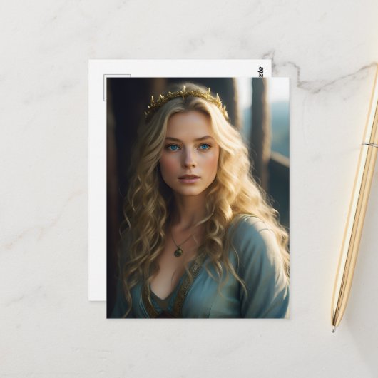 Wunderschöne Blondine mit blauen Augen Postkarte (Vorderseite/Rückseite Beispiel)