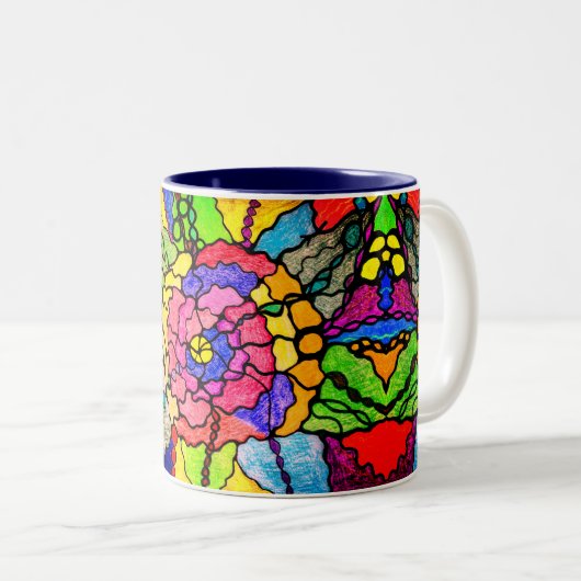 Wunderschöne Blume Abstrakt Moderne Kunst Zweifarbige Tasse (VorderseiteRechts)