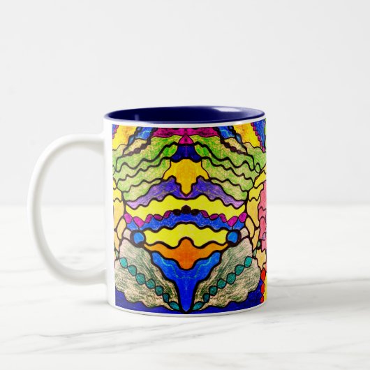 Wunderschöne Blume Abstrakt Moderne Kunst Zweifarbige Tasse (Links)