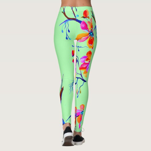 Wunderschöne Blume Watercolor Sakura Cheryy Leggings (Rückseite)