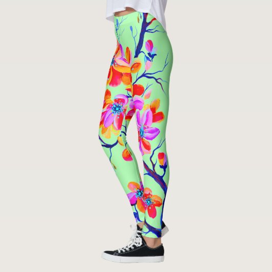 Wunderschöne Blume Watercolor Sakura Cheryy Leggings (Links)
