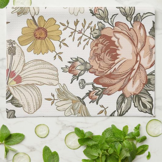Wunderschöne Blumen Geschirrtuch (Gefaltet)