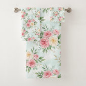 Wunderschöne Blumen in Pastellfarben auf Hellblau Badhandtuch Set (Insitu)