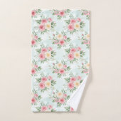 Wunderschöne Blumen in Pastellfarben auf Hellblau Badhandtuch Set (Handtuch)