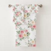 Wunderschöne Blumen in Pastellfarben auf Weiß Badhandtuch Set (Insitu)