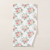 Wunderschöne Blumen in Pastellfarben auf Weiß Badhandtuch Set (Handtuch)