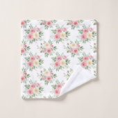 Wunderschöne Blumen in Pastellfarben auf Weiß Badhandtuch Set (Waschlappen)