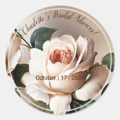 Wunderschöne Blush Beige Öl Rose Brautparty Kerze Runder Aufkleber (Vorderseite)