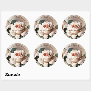 Wunderschöne Blush Beige Öl Rose Brautparty Kerze Runder Aufkleber