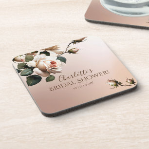 Wunderschöne Blush-Beige-Olivenrosen-Brautabschied Getränkeuntersetzer