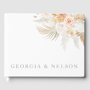 Wunderschöne Blush Gold & Elfenbeinblütenhochzeit Gästebuch