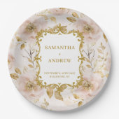 Wunderschöne Blush Gold Hochzeitspapier-Teller Pappteller (Vorderseite)