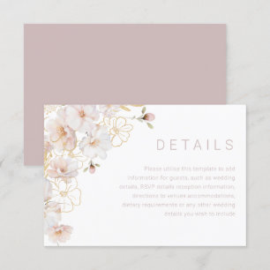 Wunderschöne Blush & Gold-verzauberte Hochzeitsdet Begleitkarte