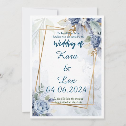 Wunderschöne Blüten mit goldenem Akzent Einladung (Vorderseite)