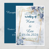 Wunderschöne Blüten mit goldenem Akzent Einladung (Vorne/Hinten)