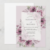 Wunderschöne Botanische Mauve-Hochzeit Einladung (Vorne/Hinten)
