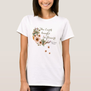 Wunderschöne botanische rosa und gelbe Blumenmuste T-Shirt
