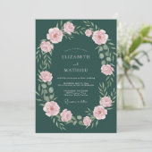 Wunderschöne botanische Waldgrüne Hochzeit Einladung (Stehend Vorderseite)