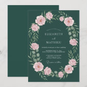 Wunderschöne botanische Waldgrüne Hochzeit Einladung (Vorne/Hinten)