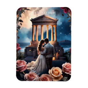 Wunderschöne Braut und Bräutigam stehen am Meer Magnet