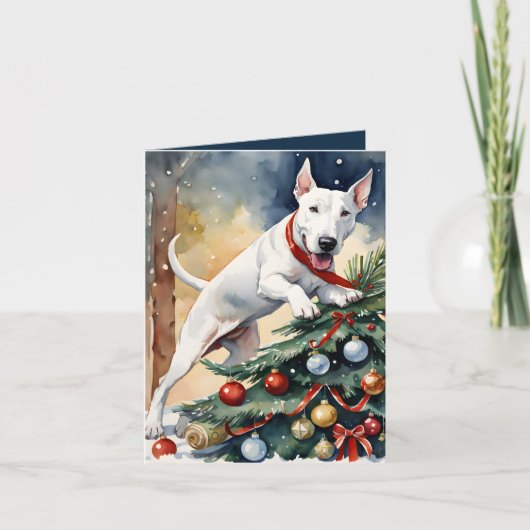 Wunderschöne Bull Terrier Weihnachtskarte Dankeskarte (Vorderseite)