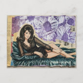 Wunderschöne Dame von 1969 lila Blumen Collage Postkarte (Vorderseite)