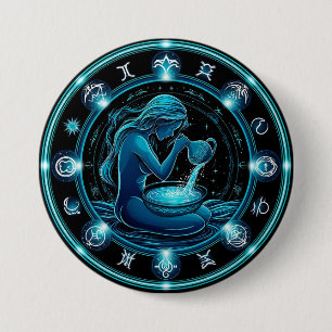 Wunderschöne digitale Illustration des Wassermannz Button