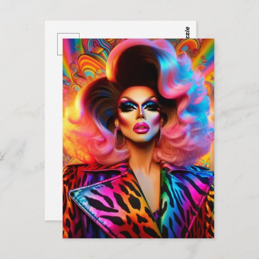 Wunderschöne Drag Queen aus den 1980er Jahren Postkarte (Vorne/Hinten)