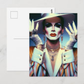 Wunderschöne Drag Queen in farbenfrohen Streifen Postkarte (Vorne/Hinten)