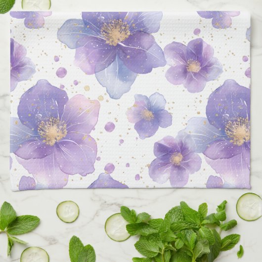 wunderschöne, elegante Blume, nahtlos gepatcht Geschirrtuch (Gefaltet)