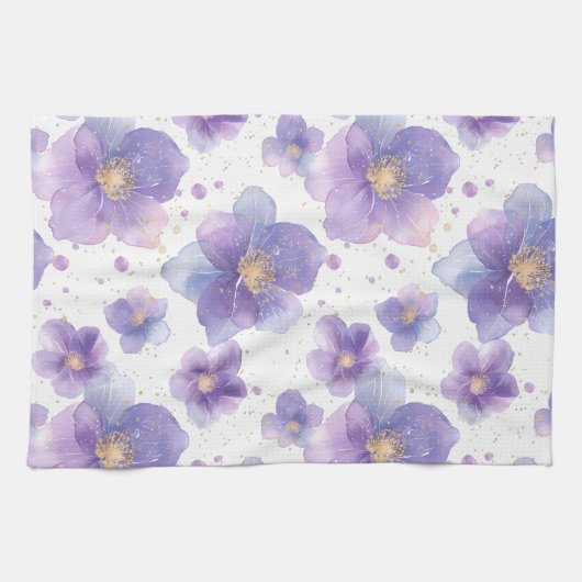 wunderschöne, elegante Blume, nahtlos gepatcht Geschirrtuch (Horizontal)