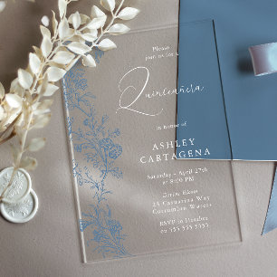 Wunderschöne elegante Vintage-Quinceanera-15.-Gebu Acryleinladungen