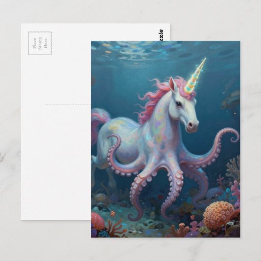 Wunderschöne Fantasie-Einhorn-Oktopus Postkarte (Vorne/Hinten)