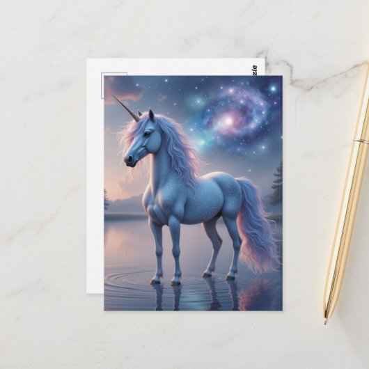 Wunderschöne Fantasie-Einhorn Postkarte (Vorderseite/Rückseite Beispiel)
