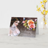 Wunderschöne Fantasiefrau & Rose Muttertagskarte Karte (Gelbe Blume)