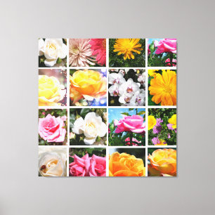 Wunderschöne farbenfrohe Blumen, rosa, weiße gelbe Leinwanddruck