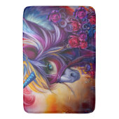 Wunderschöne farbenfrohe Einhorn Badematte (Vorderseite Vertikal)