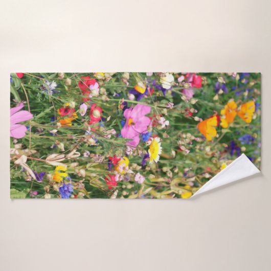 wunderschöne, farbenfrohe Wiese wilder Blume Badehandtuch (Badehandtuch)