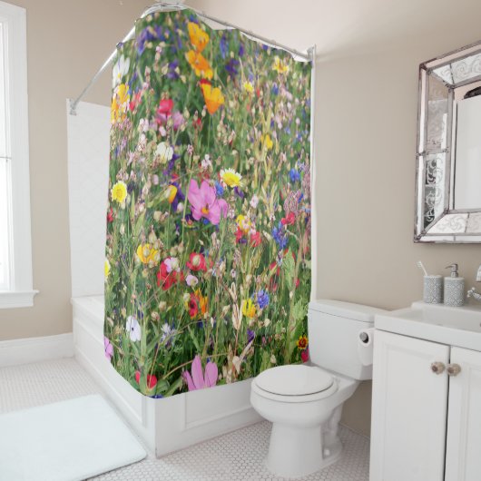 wunderschöne, farbenfrohe Wiese wilder Blume Duschvorhang (Beispiel)