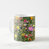 wunderschöne, farbenfrohe Wiese wilder Blume Kaffeetasse (Vorderseite Links)