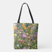wunderschöne, farbenfrohe Wiese wilder Blume Tasche (Rückseite)